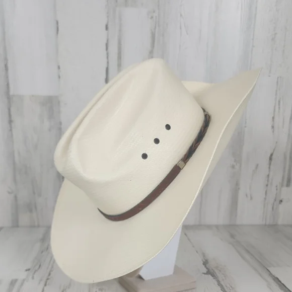 Resistol Natural Cream Straw Western Cowboy Hat with Brown Band Size 7 1/8 R NEW